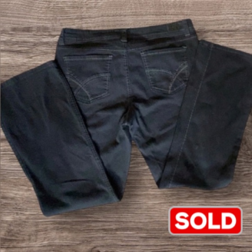 LEI Sophia Hipster Flare Jeans Black Junior's Stretch Mid Rise Bootcut Size 15